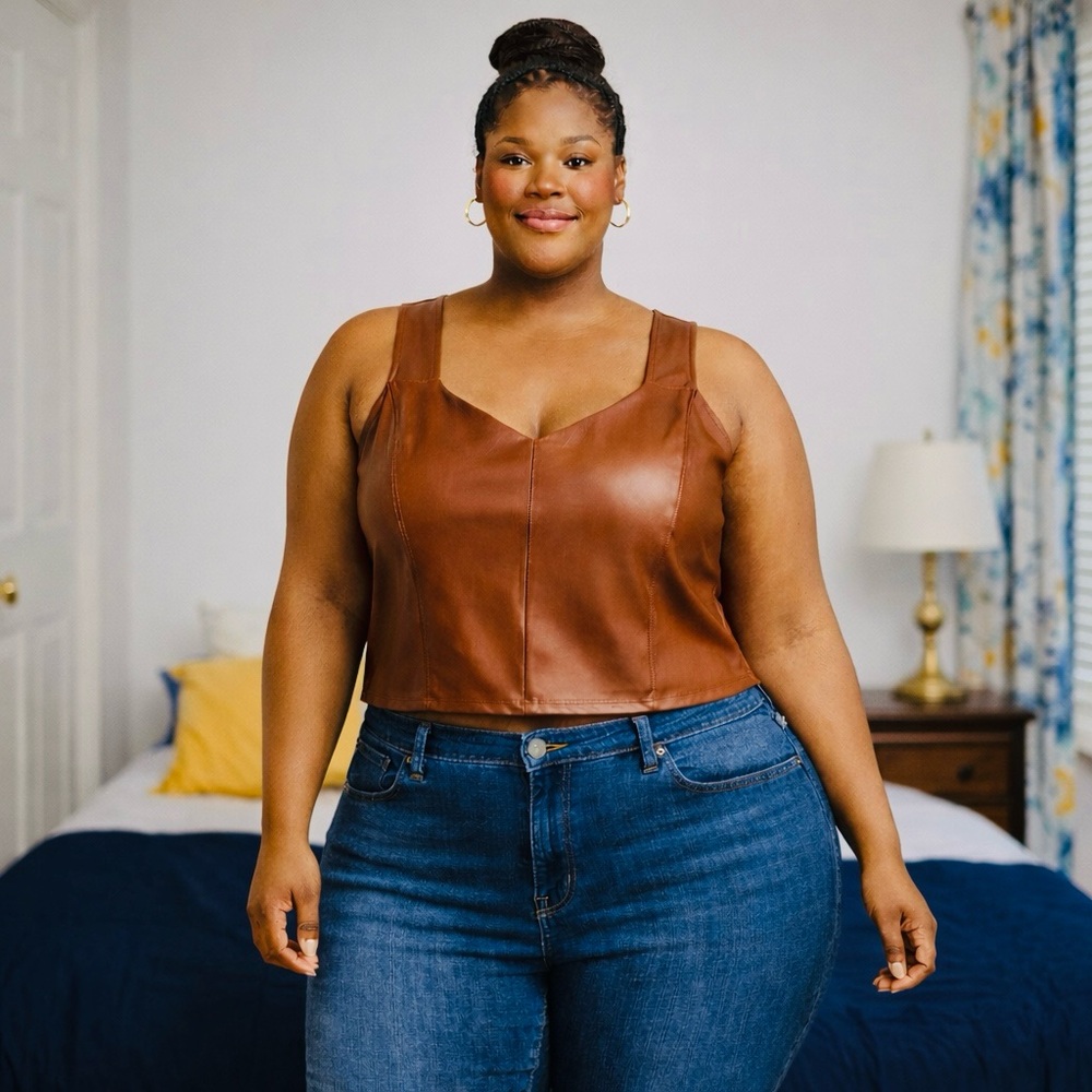Torrid Brown Leather Crop Top - Picture 4 of 6